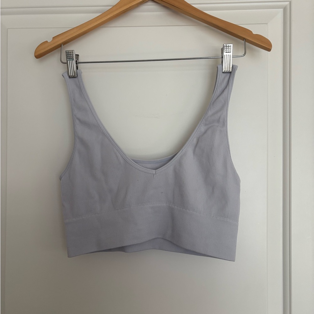 Light Gray Ribbed Crop Top